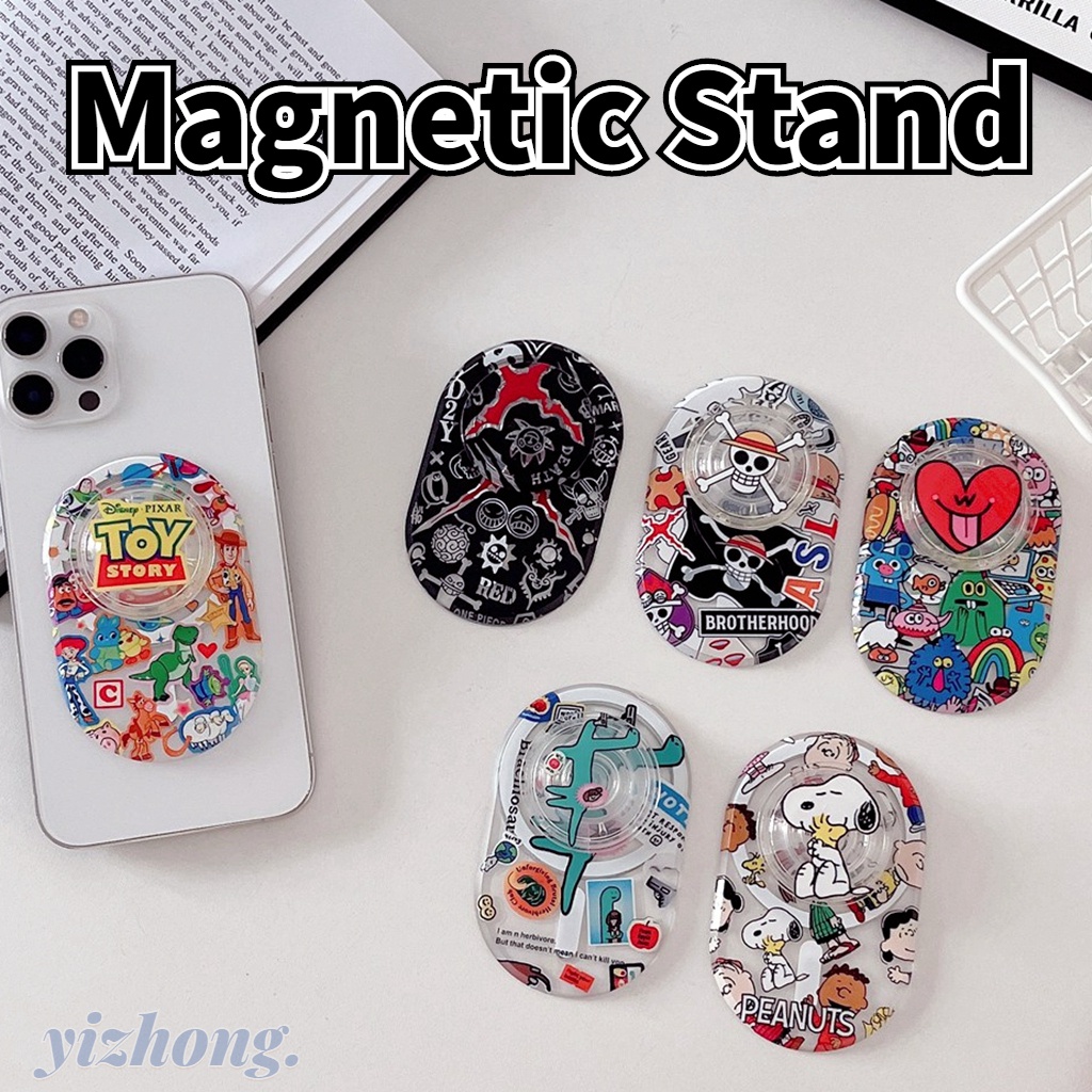Magnetic Attraction Phone Holder Oval Shape Kickstand Cartoon Snoopy ...