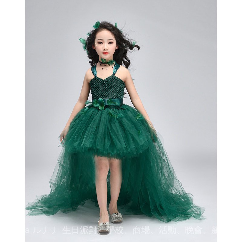 Children's Christmas Elf Dress Dark Green Runway Dress Detachable Taildress  Performance Support Forest Fairy Dress Photography Girl Princess Dress |  Shopee Philippines