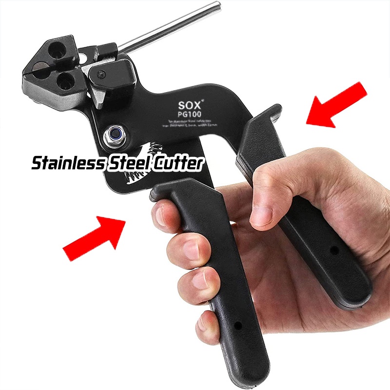 Stainless Steel Black Cable Tie Gun Ties Tensioner Cutter Steel Zip