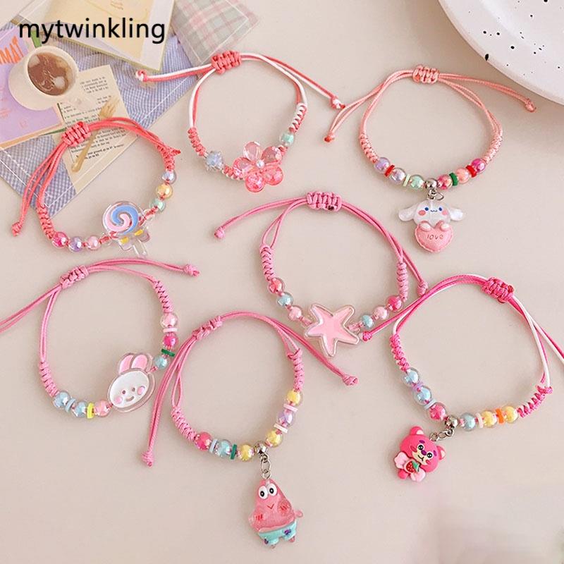 Sanrioed My Melody Bracelet Fashion Cute Crystal Beads Kawaii ...