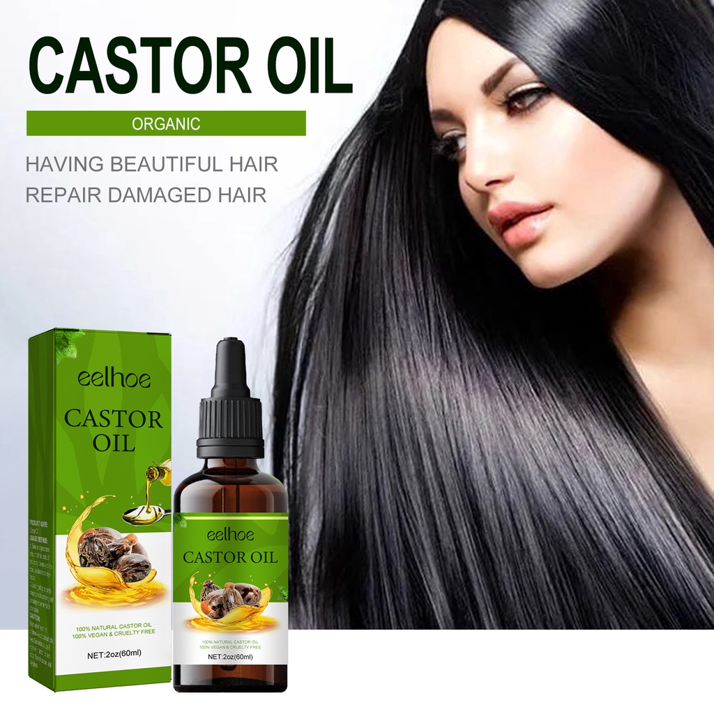 Organic Castor Oil Cold Pressed for Dry Skin Hair Loss Dandruff Thicker