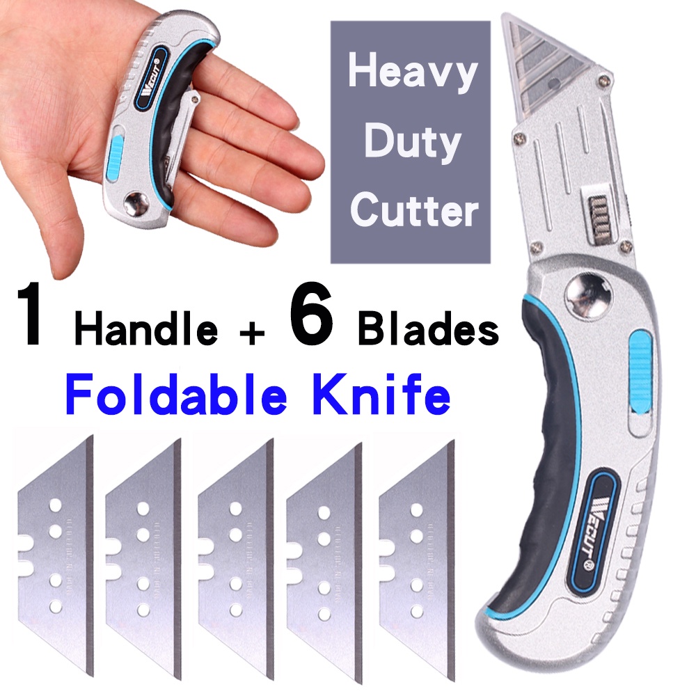 Heavy Duty Cutting Knife 1 Handle 6 Trapezoidal Blade Set Portable ...