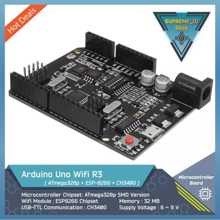 Arduino Uno Wifi R3 + ESP8266 Dev Board (32 MB Memory) USB-TTL CH340G ...