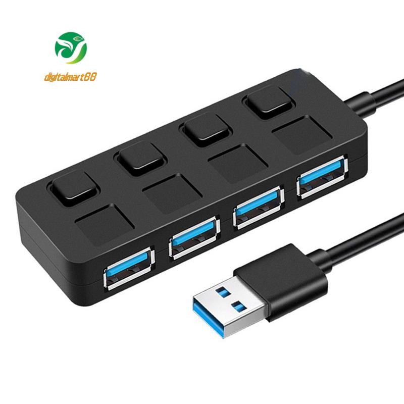 4-Port Button USB3.0 HUB Switch USB Splitter1 to 4 Hub Type-C Extender ...