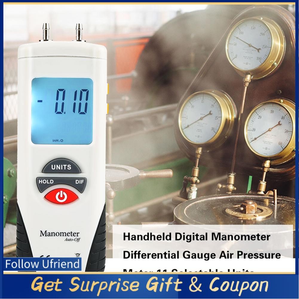 Ufriend Digital Manometer HT-1890 Dual Port LCD Display Backlight Air ...