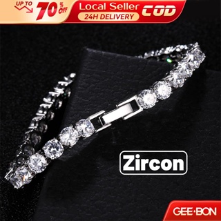 18K White Gold Plated CZ Tennis Bracelet, 4mm Cubic Zirconia Charm Bracelet for Women Men