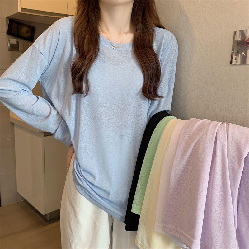 Mesh Sun Protection Cover-Up Long-Sleeved T-Shirt Women's Summer Thin ...