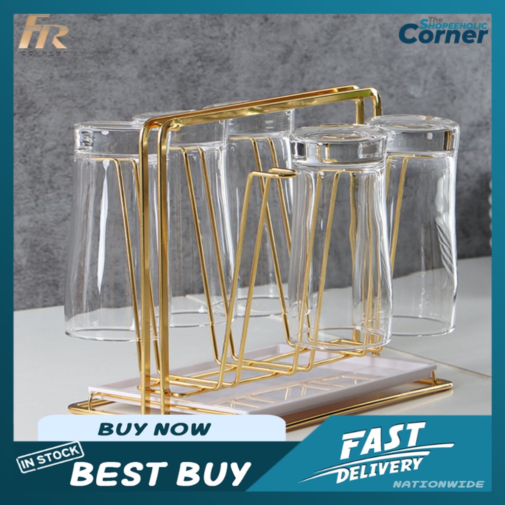 Cup Holder Gold Metal Mug Stand Coffee Tea Cup Holder Storage Rack
