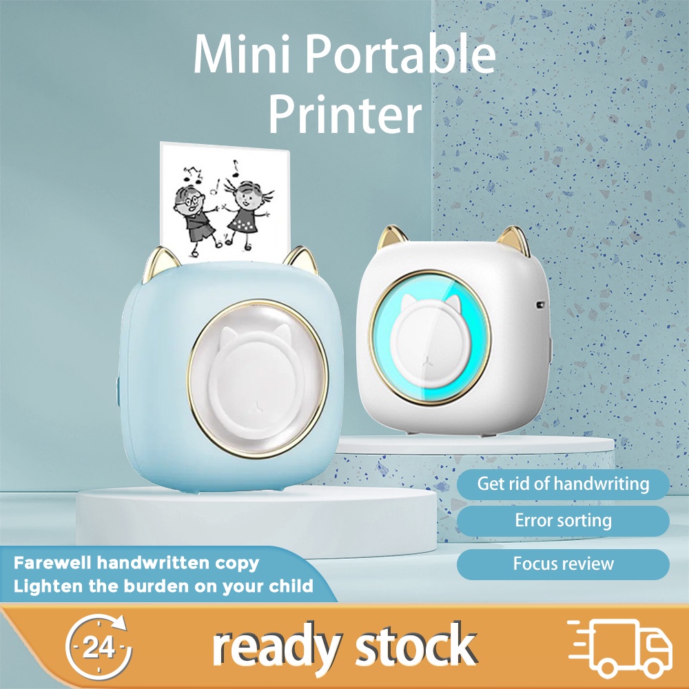 Mini Pocket Printer Portable Thermal Printer Wireless Bt Connection 203dpi For Picture Label Diy 2411