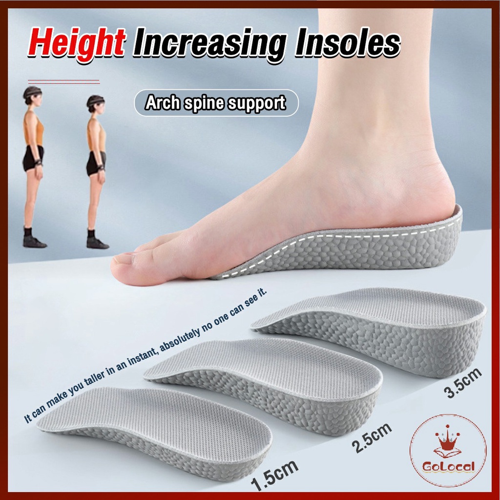 GoLocal 1.5 2.5 3.5CM Height Increasing Insoles High Elastic