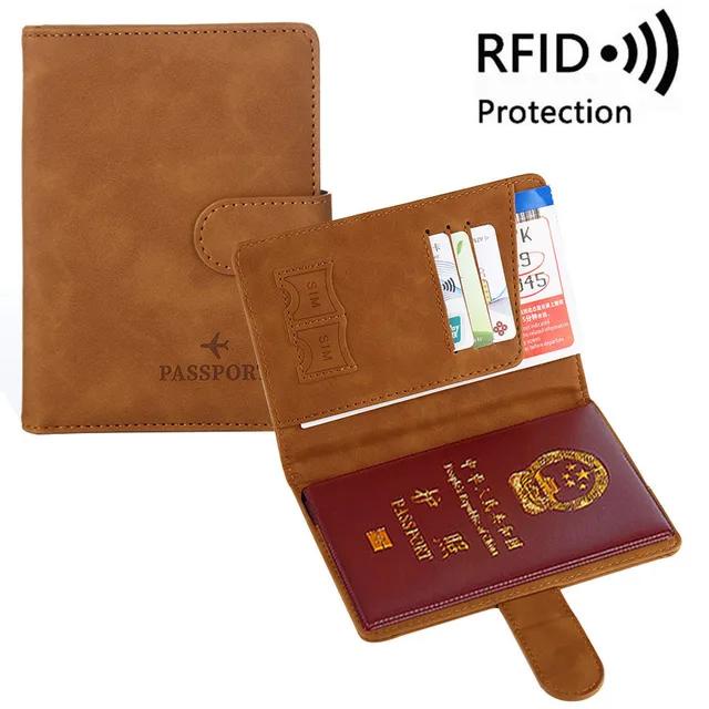 Women Men Rfid Passport Cover Business Id Bank Card Passport Covers Holder Pu Leather Passport 6165