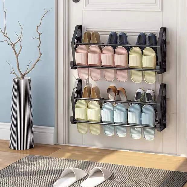63cm Wall Mounted Door Back Slipper Organizer Shoe Rack Slipper Rack Organizer Foldable Rack Shopee Philippines