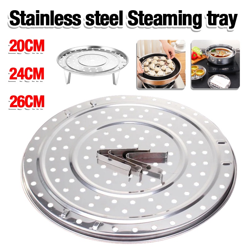 1PCS 20cm/24cm/26cm Silver Stainless Steel Steamer Tray Rack Plate ...