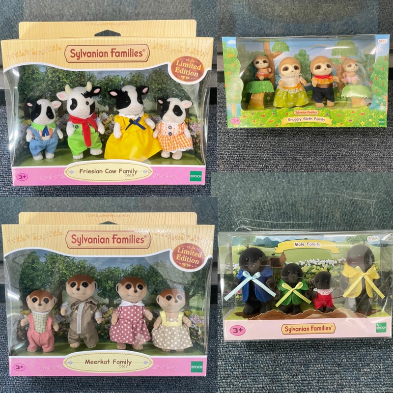 Japanese Sylvanian Families Cow Chocolate Rabbit Mole Fox Tiger Sloth ...