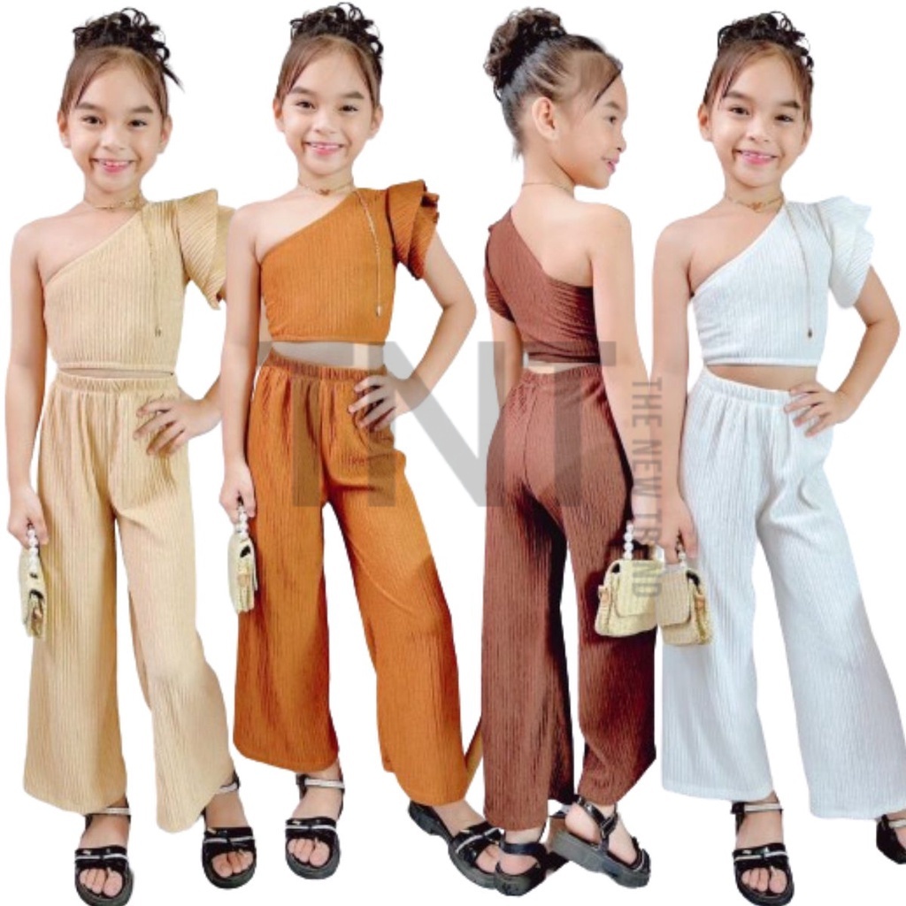 TNT Casual Kids Wear Kleah Terno Pants One Sided Bark Crepe Ruffled Fit ...