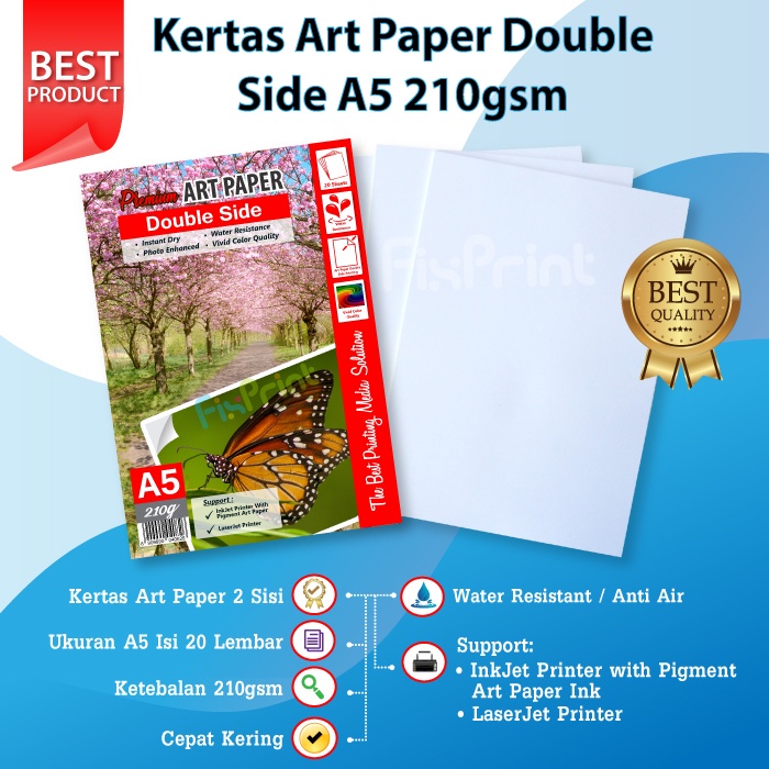 50 Sheets Photo Art Paper A5 210gsm 210gsm Print Double Side AntiFade