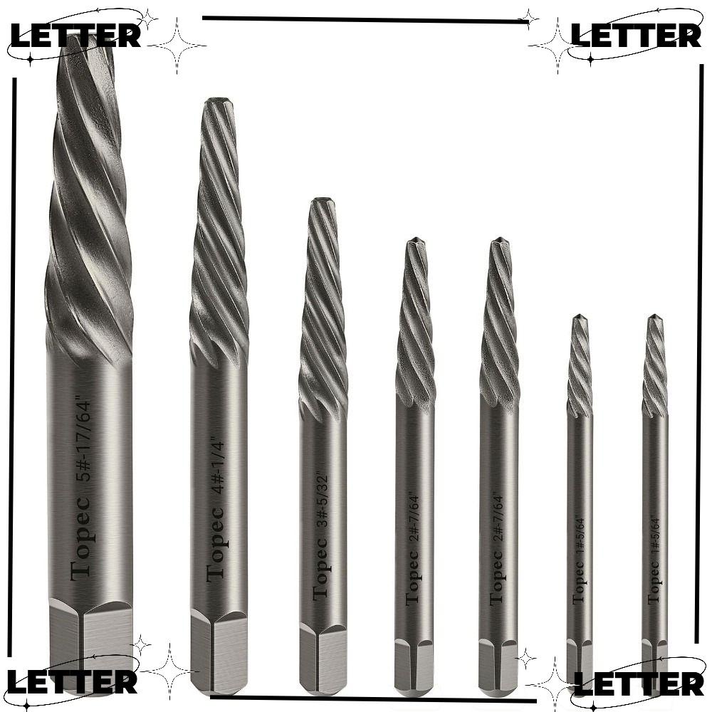 LET 7 Piece Damaged Screw Extractor Set, Steel Spiral Flutes Design