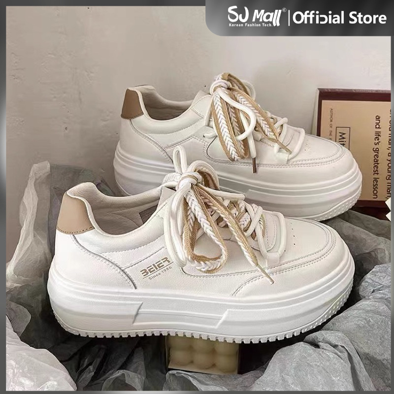 Korean Chunky fashion white sneakers for girl | Shopee Philippines