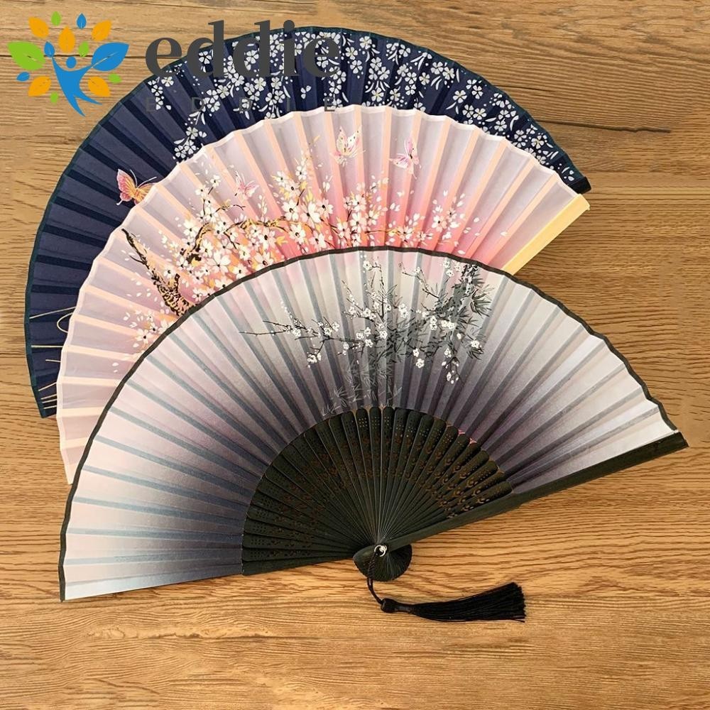 26EDIE Folding Fan Multi-pattern Elegant Bamboo Wooden Handmade Vintage ...