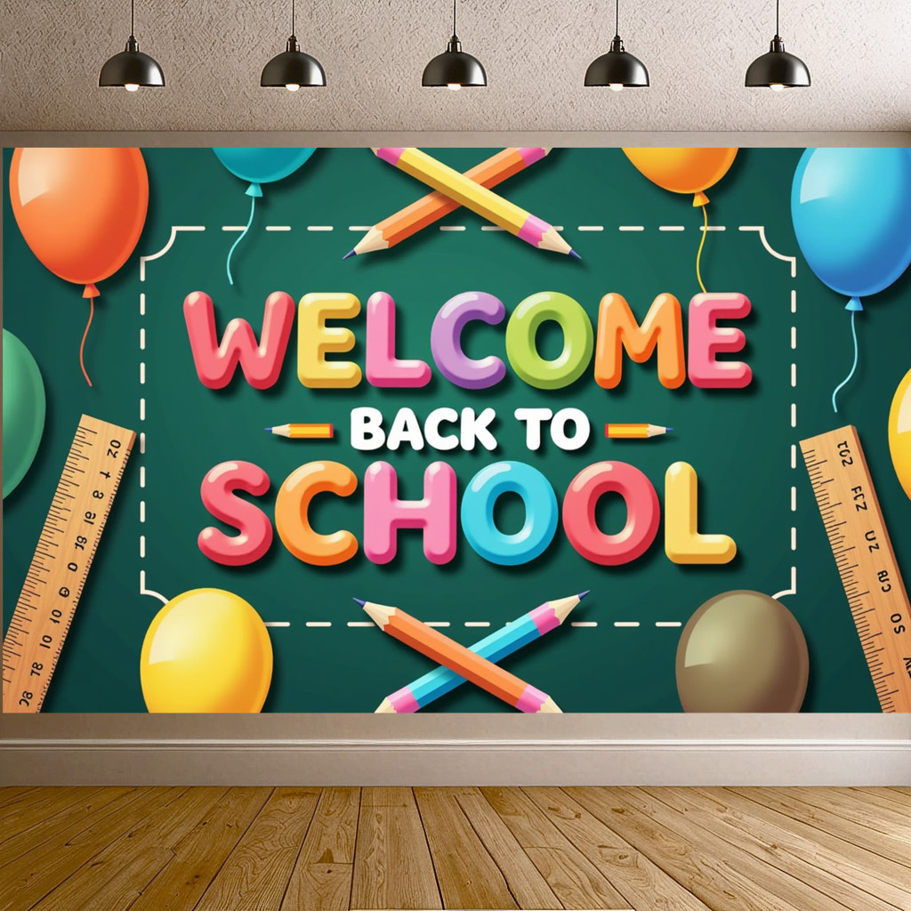 Welcome Back to School Banner Colorful Decorative Backdrop for ...
