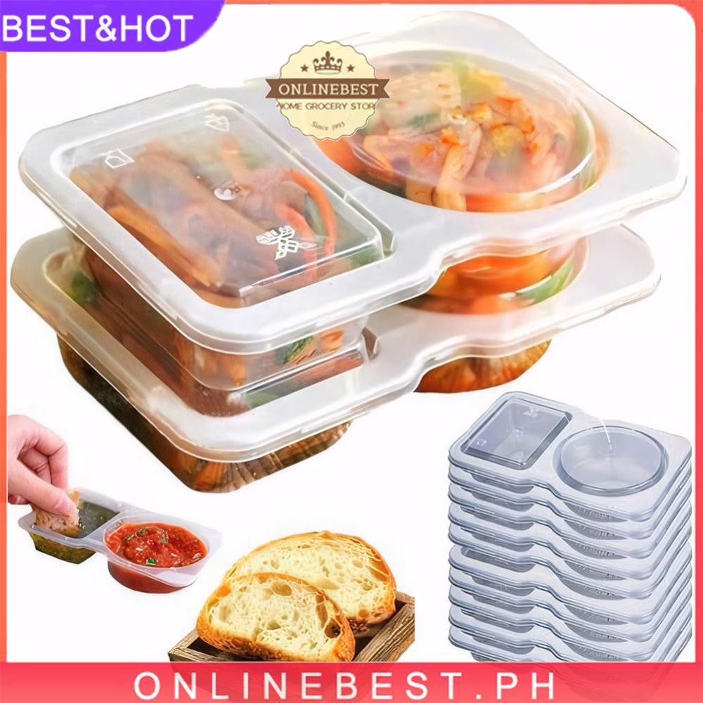 2 Compartment Condiment Container Disposable Divided Container for ...