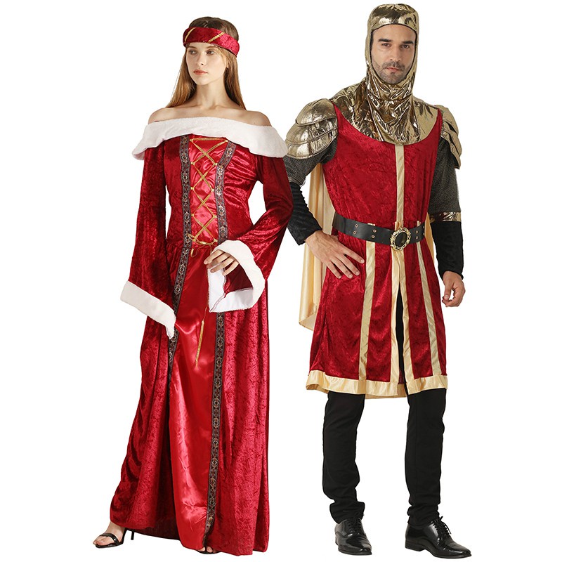 Halloween Couple Costume Set Medieval Men Knight Women Court Dress ...