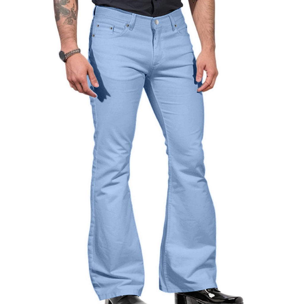 Mens blue bell bottom pants deals
