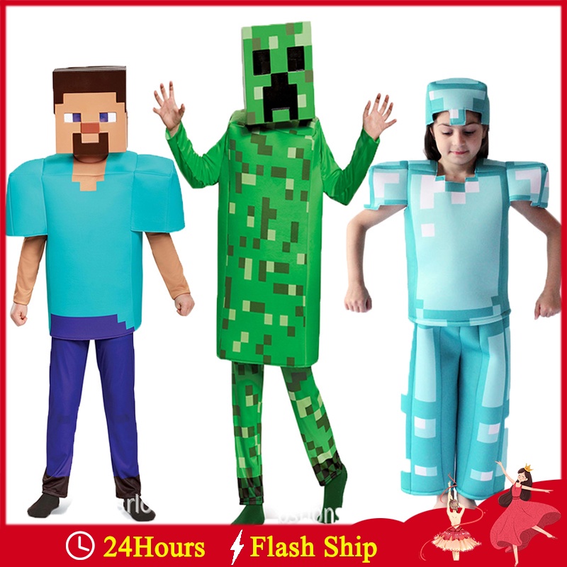 Minecraft Steve Armor Child Boys Girls Cosplay Costume Dress Up ...