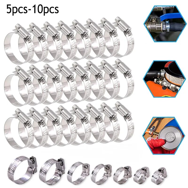 5/10pcs 8 to 152mm 304 Stainless Steel Adjustable Drive Hose Clamp Fuel ...