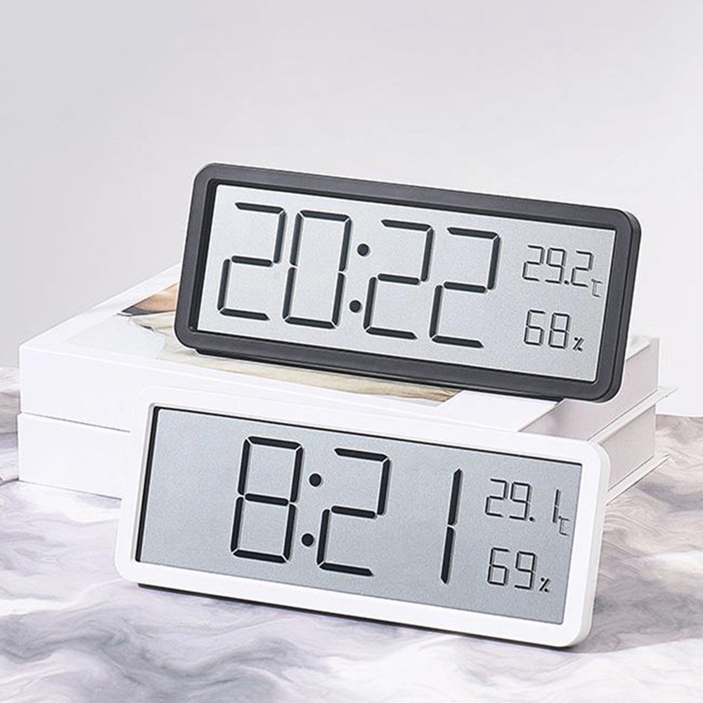 LCD Screen Digital Wall Clock Time Temperature Humidity Display