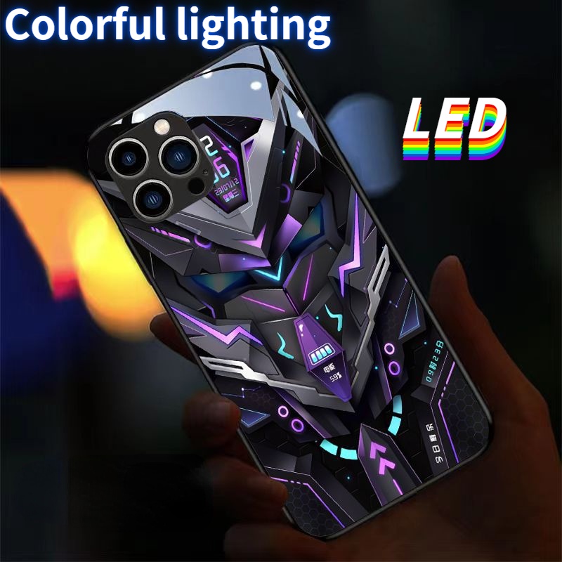 MG Mecha Luxury high-end glass LED light glow phone case for