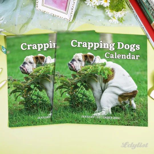 2024 Funny Crapping Dogs Wall Calendar Unique Calendar Gift For Friends