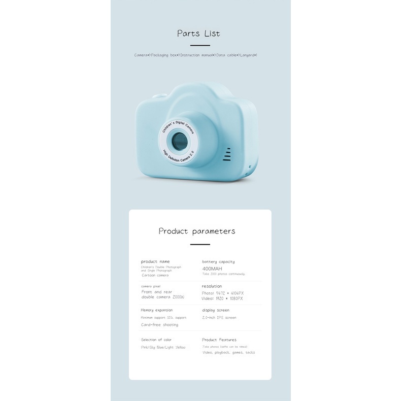 A3 Student 1080P Digital Camera Children's Camera Cartoon Digital ...