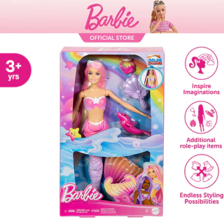 Premium Photo  A barbie doll with a blue dress and pink fish tail