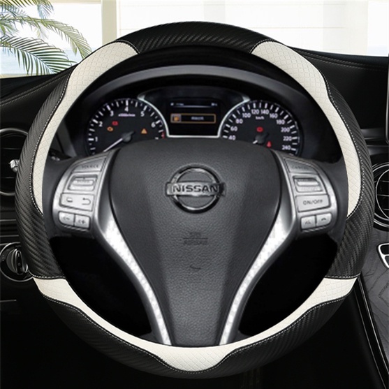 Nissan Carbon Fiber PU Leather Steering Wheel Cover Nissan Terra Navara