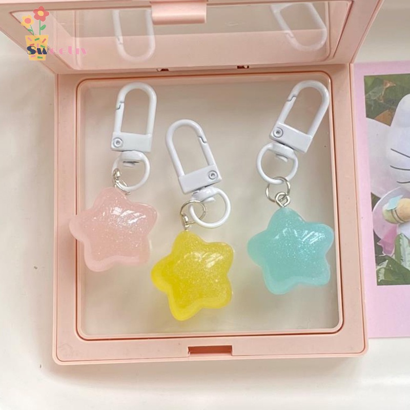 Sweetiy> Jelly Pentagram Plastic Keychain Stars Pendant Keyring For ...
