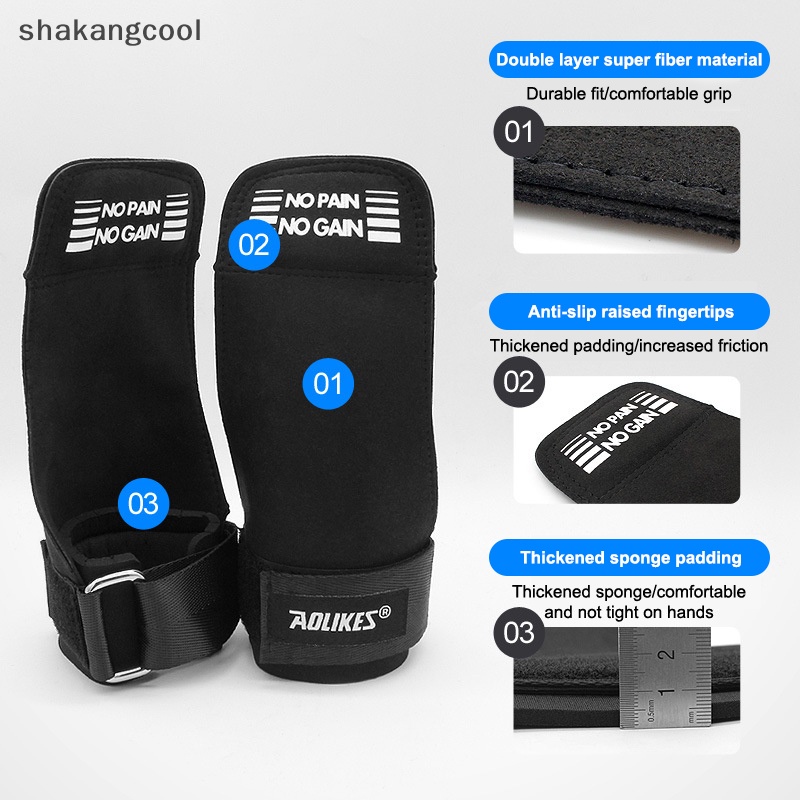 SCPH Weight Lifg Wrist Straps Hooks Palm Padding For Deadlifts