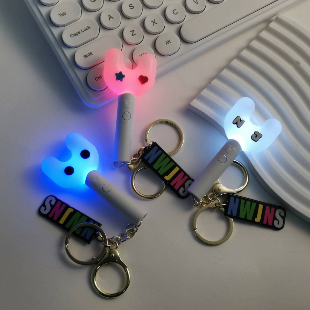 Kpop Idol NWJNS Bunnies Keychians 10 Color Electronic Mini Light Stick