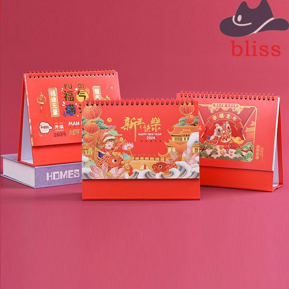 bliss-dragon-year-desk-calendar-weekly-schedule-funny-2024-calendar