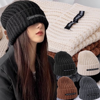 2023 New Winter Solid Color Ski Knitted Skull Beanie Hat Bonnet Homme Hip  Hop Streetwear Y2k