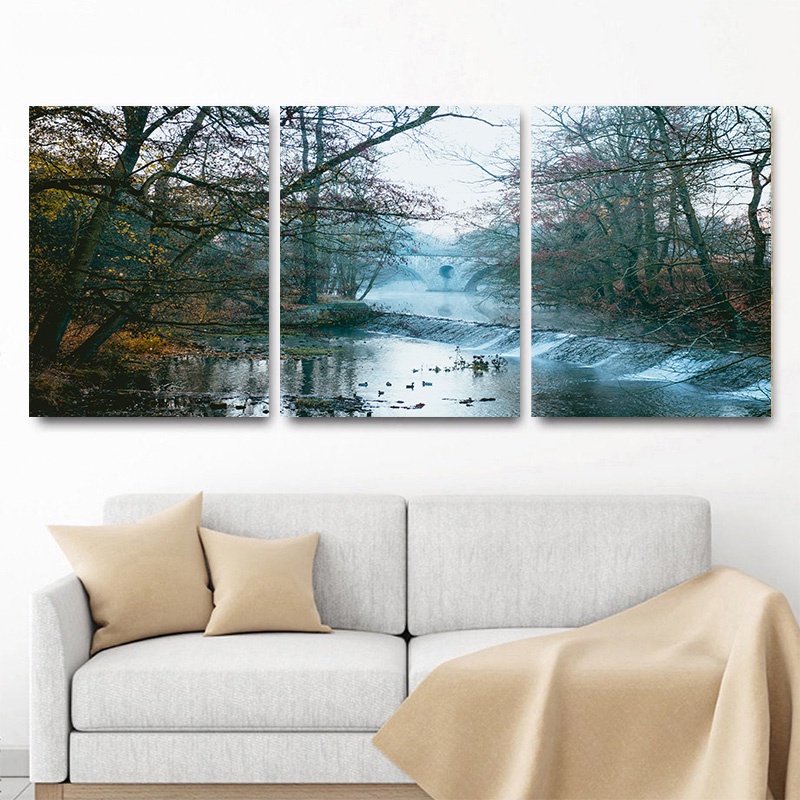 (With Frame）3 Piece Set of Beautiful Landscape Poster Frame Decorative ...