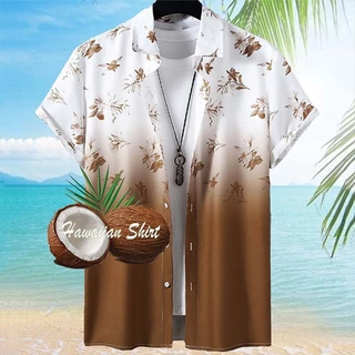 Summer Coconut Tree Shirts For Men 3D Print Men's Hawaiian Shirt Beach Long  Sleeve Shirt Fashion Top Tee Shirt Man Blouse Camisa