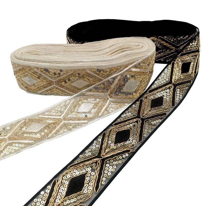 100 * 5CM Diamond shaped gold strand rope sequin Embroidery lace ...