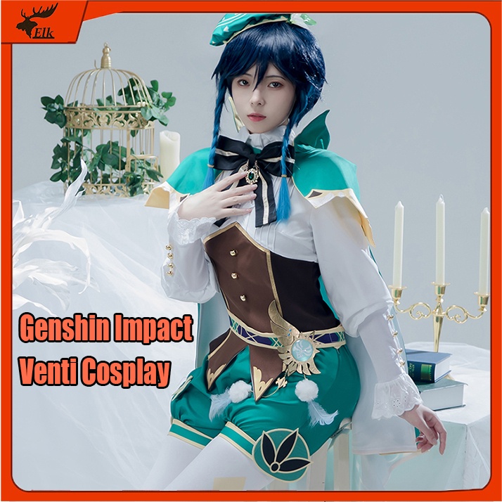 Manila Ship】Genshin Impact Venti Cosplay Costume Uniform Wig Cosplay