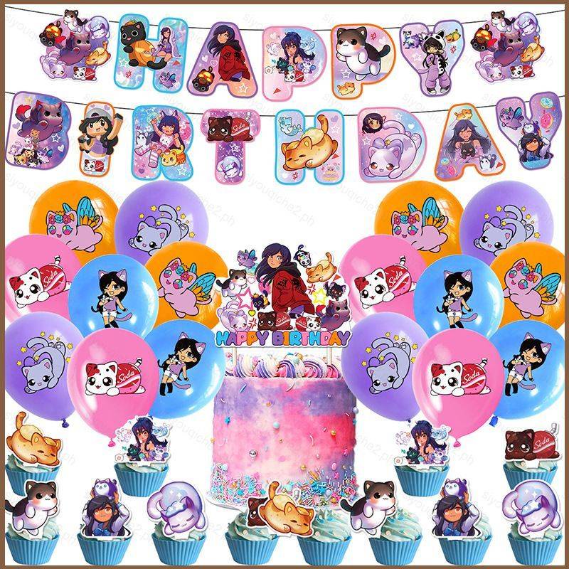 sy Aphmau Plushies theme kids birthday party decorations banner cake ...