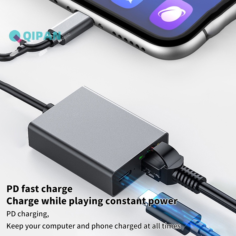  qipan 1000mbps type c to rj45 internet cable plug and play usb to