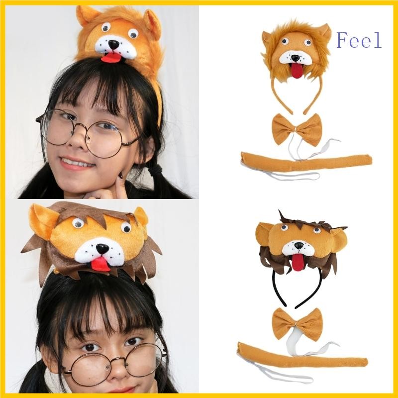 Best Lion Cosplay Costume Props Animal Ear Headband Tail Bowtie Role ...