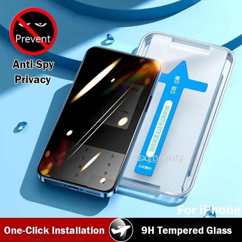 Privacy Tempered Glass For iPhone 13 12 11 Pro Max 4G Screen Protector  One-click Easy to Install Box Tool For 13Pro 12Pro 11Pro 13ProMax X XS Max  XR
