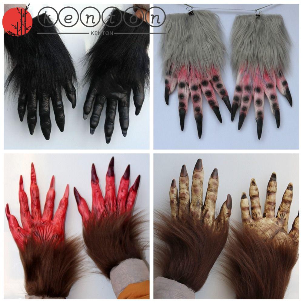 KENTON Halloween Wolf Gloves, Latex Wolf Claw Werewolf Hand Costume