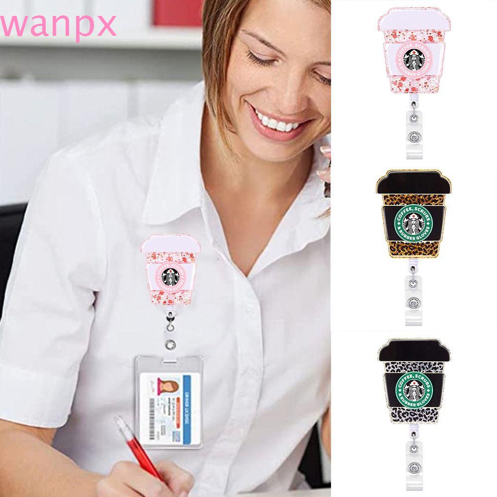 WANPX Starbucks Retractable Badge Reel, PVC Cartoon Nurse Badge Holder